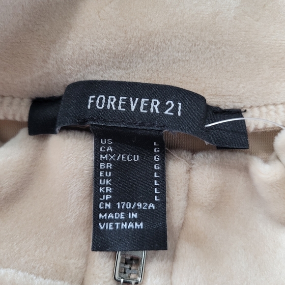 Forever 21 Tan Mockneck Full Zip Up Fleece Long Sleeve Crop Cardigan Size L NWT - Picture 5 of 6